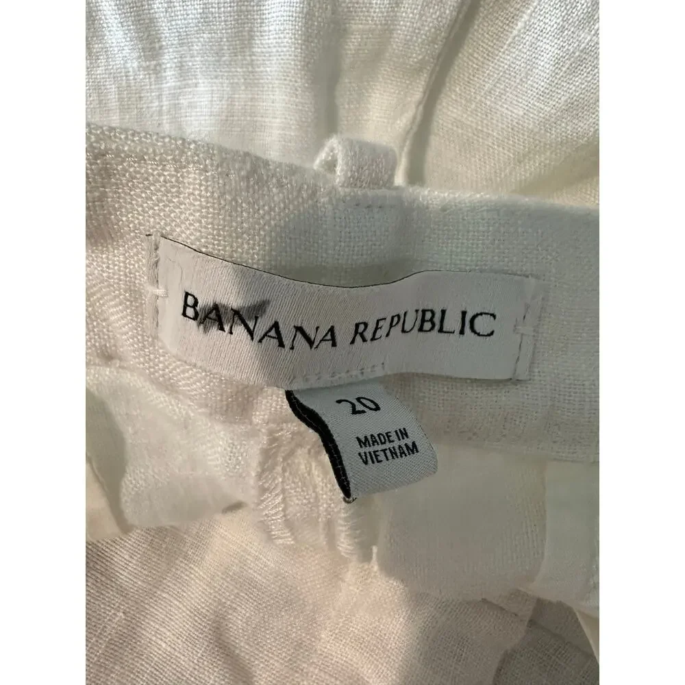 Banana Republic The Soho Wide Leg Linen Pant Cream White 20 NEW